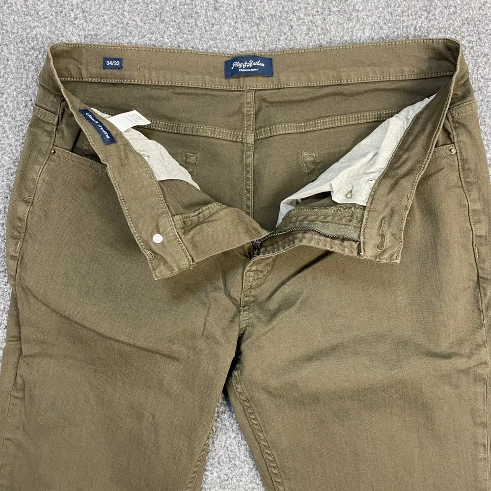 Flag & Anthem Pants Men 34/32 Nashville Straight Olive Stretch China 5-Pocket